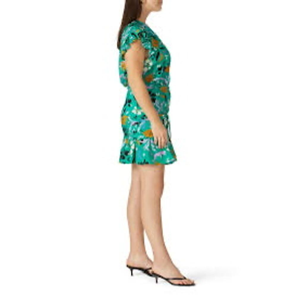 Veronica Beard Green Printed Maria Floral Mini Dress Size 2 - Picture 4 of 10
